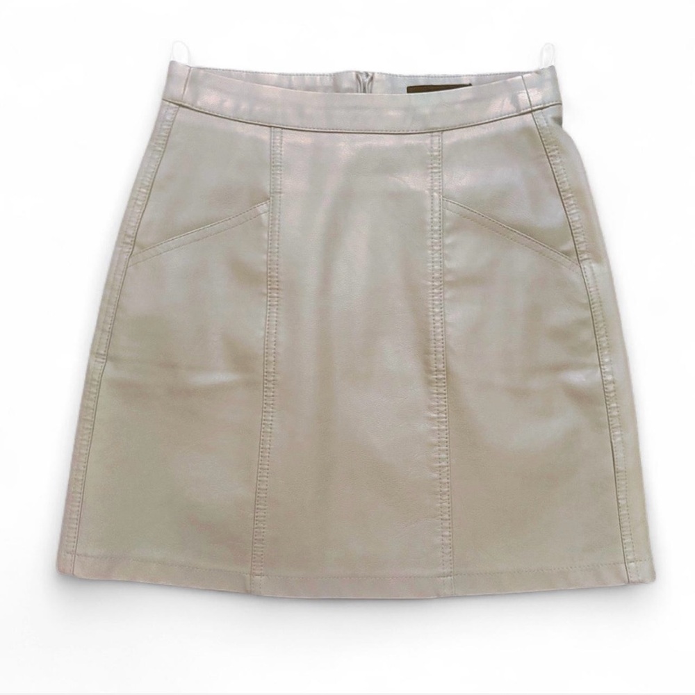 Taupe Faux Leather High Waisted Mini Skirt